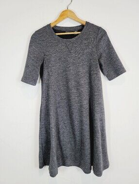 adrienne vittadini linen dress Adrienne Vittadini Linen Tunic Dress Striped Gray/Black Women's Size Medium